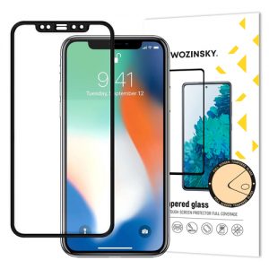 Wozinsky Tempered Glass Full Glue Super Tough Screen Protector Full Coveraged with Frame Case Friendly for iPhone 12 Pro / iPhone 12 black